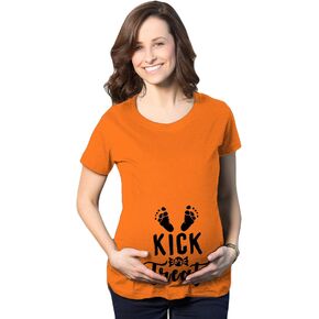 Maternity Kick Or Treat Tshirt Funny Halloween Pregnancy Announcement Tee
