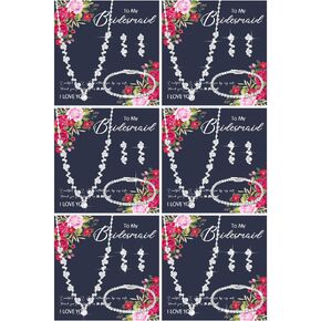 Yinkin 6 Bridesmaid Jewelry Sets for Wedding Will You Be My Bridesmaid Necklace Earrings Bracelet with Card Bridesmaid Proposal Gift in Saudi Arabia