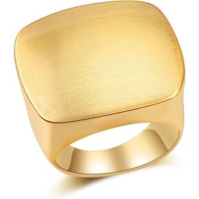 Aprilery Gold and Silver Rings for Women, Chunky Signet Statement Rings Gold Plated Band Ring Wide Metal Square Rings Cocktail Costume Jewelry Gifts for Her