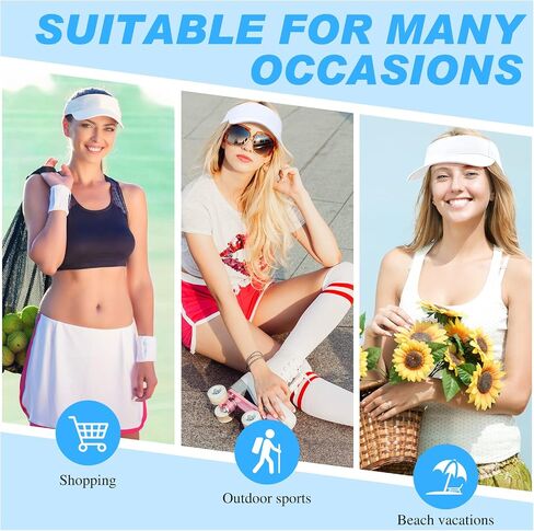 Funtery 12 قطعة أقنعة الشمس الرياضة البيضاء قبعات لا تغطي الرأس بالكامل الصيف الأشعة فوق البنفسجية غطاء للحماية للنساء الرجال تنس كرة القدم كرة الغولف in Saudi Arabia