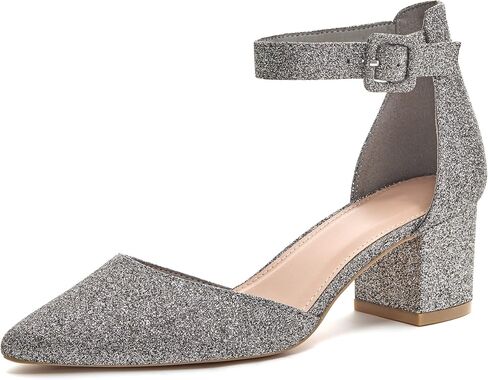 LAICIGO Women's Pointed Toe Pumps Ankle Strap Buckle Chunky Block Heel Dress D'Orsay Shoes in Saudi Arabia