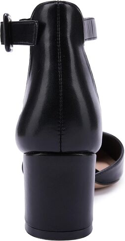LAICIGO Women's Pointed Toe Pumps Ankle Strap Buckle Chunky Block Heel Dress D'Orsay Shoes in Kuwait