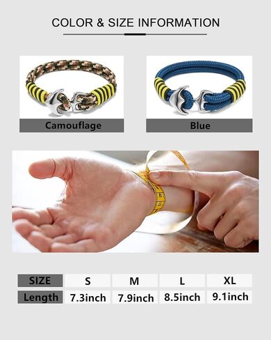 BTEYIVTA Anchor Bracelet for Men, Handmade Nautical Rope Bracelet with Stainless Steel Clasp, Cuff Bracelet for Boyfriend, Best Gift for Dad in Saudi Arabia