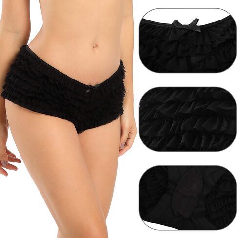 SHARICCA Womens Sexy Mesh Ruffle Panties Booty Boy Shorts Underwear in Kuwait