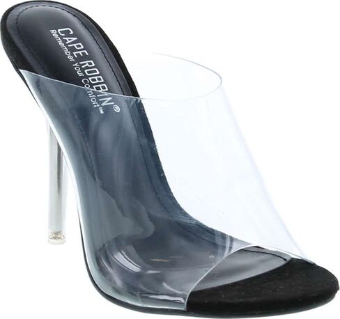 CAPE ROBBIN Allure Women's Dressy Peep Toe Clear Transparent Strap Slip On Clear Heels in Saudi Arabia