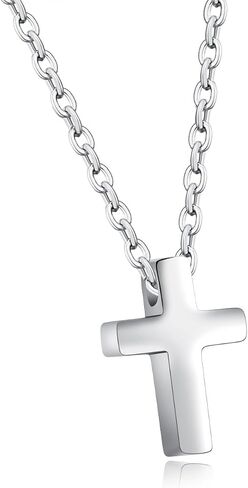 TEMICO Tiny Simple Cross Pendant for Children Boys Girls Stainless Steel Small Necklace with 16" Chain in Kuwait