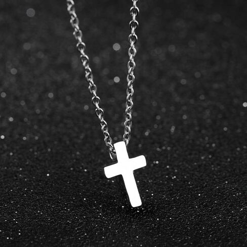 TEMICO Tiny Simple Cross Pendant for Children Boys Girls Stainless Steel Small Necklace with 16" Chain in Kuwait
