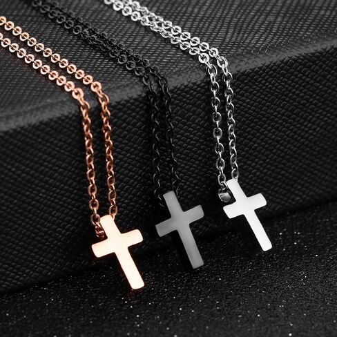 TEMICO Tiny Simple Cross Pendant for Children Boys Girls Stainless Steel Small Necklace with 16" Chain in Kuwait