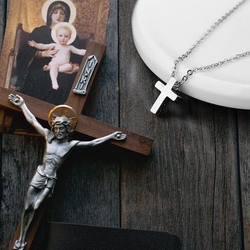 TEMICO Tiny Simple Cross Pendant for Children Boys Girls Stainless Steel Small Necklace with 16" Chain in Kuwait