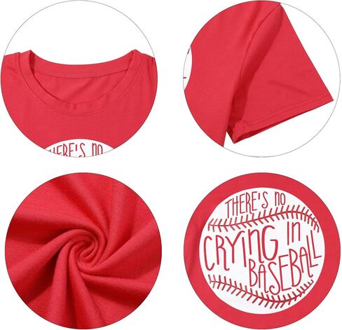 Theres No Crying in Baseball T Shirt Women Baseball Mom Graphic Tees Casual Short Sleeve Tops Baseball T-Shirt in Kuwait