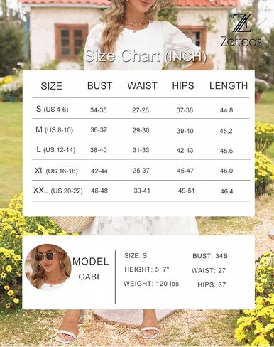 فستان Zattcas النسائي 2023 فستان صيفي غير رسمي قصير الأكمام منتفخ بوهو فستان متوسط ​​الطول متواضع منقوش عليه زهور مع جيوب in Kuwait