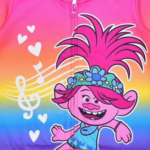 سترة بغطاء للرأس بسحاب من Dreamworks Trolls World Tour للأطفال الصغار والفتيات الصغيرات والفتيات الكبيرات - وردي in Saudi Arabia