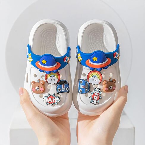 JSSTSHZH Toddler Kids Clogs Boys Girls Garden Shoes Cartoon Slides Sandals Children Beach Slipper Slides in Saudi Arabia