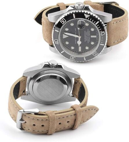 Onthelevel Suede Watch Strap-18mm 19mm 20mm 22mm 24mm Suede Leather with Black Leather Back Watch Band for Men or Women in Kuwait