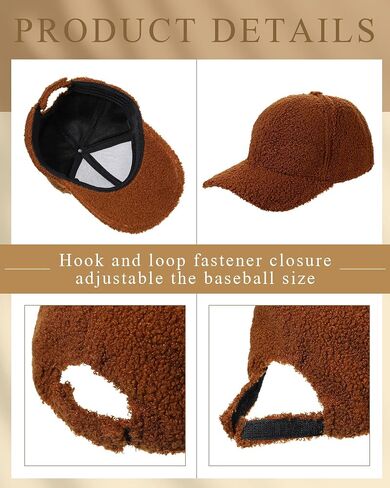 Jeyiour 6 Pcs Warm Winter Baseball Caps Teddy Fleece Faux Lamb Wool Fuzzy Cream Fluffy Hat for Women Men Outdoor Travel in Saudi Arabia