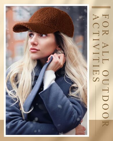 Jeyiour 6 Pcs Warm Winter Baseball Caps Teddy Fleece Faux Lamb Wool Fuzzy Cream Fluffy Hat for Women Men Outdoor Travel in Saudi Arabia