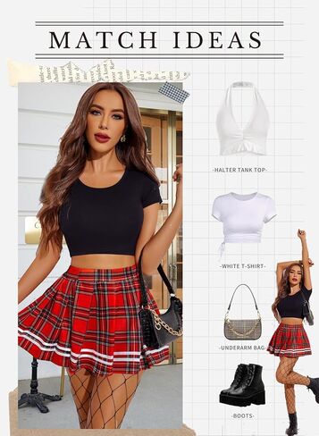 Avidlove Womens Pleated Skirt School Uniform Skirt Mini Skirt Pleated Cheer Skirt in Kuwait
