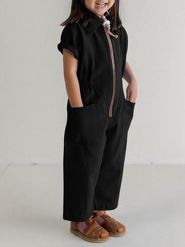 rrhss بدلة رومبير للفتيات نصف سحاب وأكمام قصيرة مع جيوب كبيرة in Kuwait