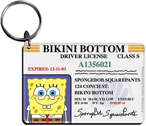 SpongeBob Bikini Bottom Drivers License Keychain Bundle - 3 Pack - SpongeBob, Patrick, Mr. Krabs Keychains in Saudi Arabia