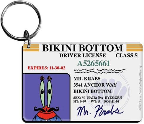 SpongeBob Bikini Bottom Drivers License Keychain Bundle - 3 Pack - SpongeBob, Patrick, Mr. Krabs Keychains in Saudi Arabia