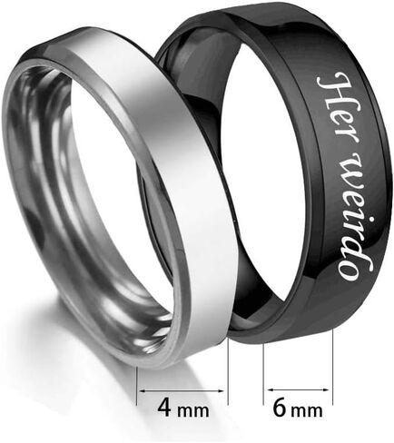 MJartoria Matching Necklaces for Couples-His Crazy Her Weirdo Engraved Ring Pendant Necklaces Anniversary Valentines Day Gifts for Boyfriends Girlfriends in Kuwait