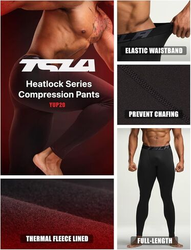 TSLA Men's Thermal Compression Pants, Athletic Sports Leggings & Running Tights, Wintergear Base Layer Bottoms in Kuwait