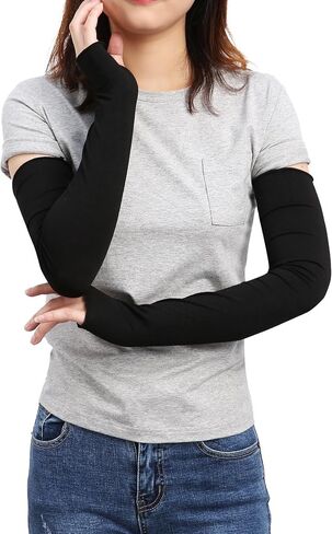 SILKZON Women's Outdoor Sun Block Stretchy Long Arm Warmer Sleeve Fingerless Driving Gloves in Saudi Arabia