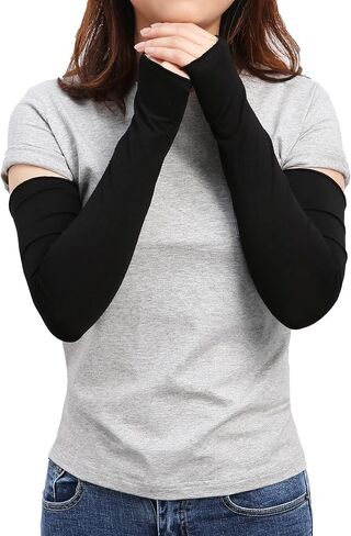 SILKZON Women's Outdoor Sun Block Stretchy Long Arm Warmer Sleeve Fingerless Driving Gloves in Saudi Arabia