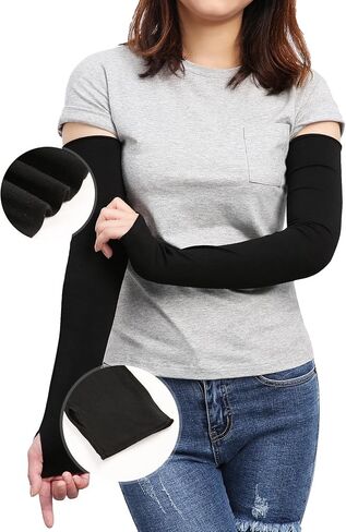 SILKZON Women's Outdoor Sun Block Stretchy Long Arm Warmer Sleeve Fingerless Driving Gloves in Saudi Arabia