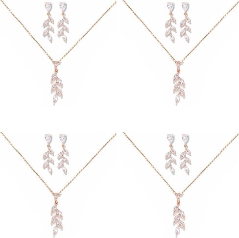 DHQH Bridesmaid Necklace Earrings Set Gifts I Couldn't Say I DO Without You Cubic Zirconia Leaf Pendant Necklace Bridesmaid Proposal Gift Set of 4 6 in Kuwait