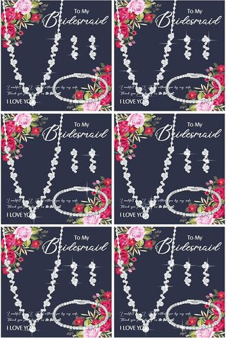Yinkin 6 Bridesmaid Jewelry Sets for Wedding Will You Be My Bridesmaid Necklace Earrings Bracelet with Card Bridesmaid Proposal Gift in Kuwait