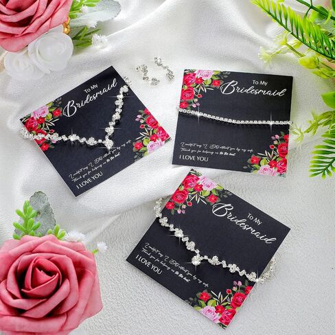 Yinkin 6 Bridesmaid Jewelry Sets for Wedding Will You Be My Bridesmaid Necklace Earrings Bracelet with Card Bridesmaid Proposal Gift in Kuwait