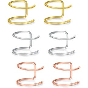 Ruifan 316L Surgical Steel Fake Faux Clip On Septum Lip Nose Hoop Ring Body Piercing Jewelry Unisex 20G 5/16"(8mm) 6PCS
