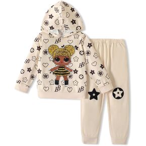 L.O.L. Surprise! Girls Clothes Hoodie and Pant Long Sleeve Stars Print Sweatshirt Leggings Girls Outfits Sets 2Pcs