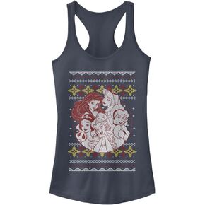 Disney Girls Princess Circle Group Shot Ugly Christmas Juniors Racerback Tank in Saudi Arabia