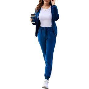 بدلة رياضية نسائية من القطيفة من ADOME مكونة من قطعتين سويت شيرت وبنطلون رياضي بسحاب كامل مع جيوب in Kuwait