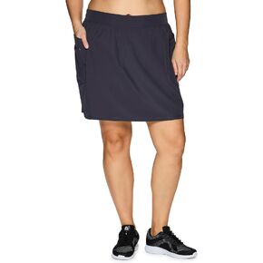RBX Active Women's Plus Size Stretch Woven Athletic Skort with Attached Bike Short and Pockets