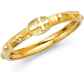 The World Jewelry Center 14k Yellow OR White Gold 2mm Religious Rosary/Rosario Eternity Band