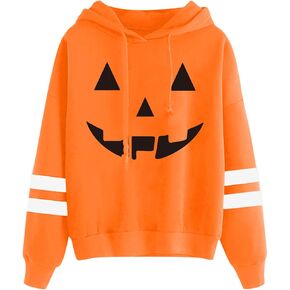 Spadehill Halloween Women Long Sleeve Pumpkin Skeleton Hoodies