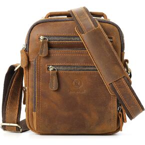 Ringsun Small Leather Mens Purse Bag, Leather Man Purse Man Bag Messenger Bag for Men Zipper Crossbody Shoulder Bag,RS30