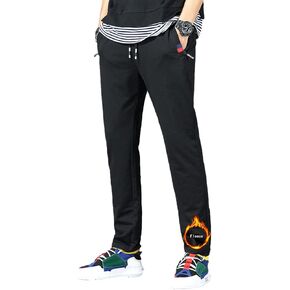 IRELIA Winter Boys Kids Fleece Lined Jogger Pants Drawstring Zipper Pockets