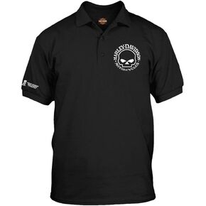 Harley-Davidson Military - قميص بولو رياضي أسود بثلاثة أزرار للرجال - جولة خارجية | ويلي ج in Kuwait