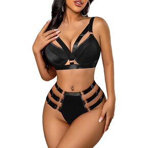 Avidlove Womens Bondaged Lingerie Set Sexy Underwired Push Up Bra and Panty Set Two Piece Lingerie in Saudi Arabia