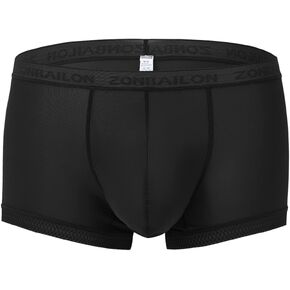 ZONBAILON Breathable Ice Silk Men's Boxer Briefs See-Through Underwear Trunk Transparent Stretch