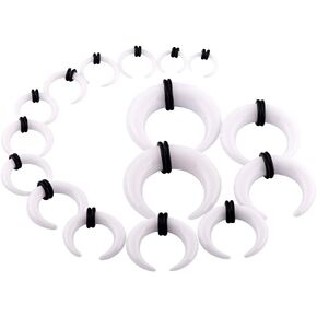 Qmcandy 9 أزواج من الأكريليك الهلال المستدق مجموعة حدوة الحصان الحاجز الحاجز دوامة الأذن تمتد عدة مقاييس 14G 12G 10G 8G 6G 4G 2G 0G 00G in Kuwait