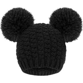 Livingston Winter Beanie Hats for Women Cable Knit Soft Cute Beanie with Double Pompom Ears