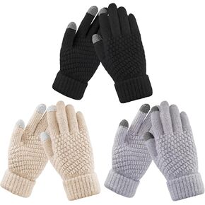 HRUTANE Womens Touch Screen Gloves Winter Warm Fleece Lined Gloves Elastic Cuff Texting Mittens Gifts 3 Pairs in Kuwait
