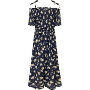 Smukke, Big Girls Floral Printed Smocking and Ruffle Detailed Jumpsuits with Pockets (Many Options), 7-16 in Saudi Arabia
