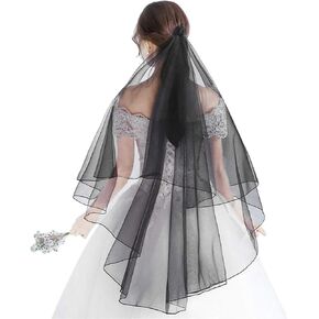 Black Lace Veil Wedding Cathedral Wedding Bride Halloween Gothic Costume Veil
