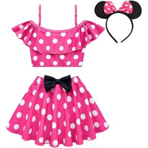 Lito Angels Girls Mini Mouse 2 Pieces Tankini Swimwear Swimsuit Swim Skirt Bathing Suits with Ears Headband Size 2T to 8 in Kuwait